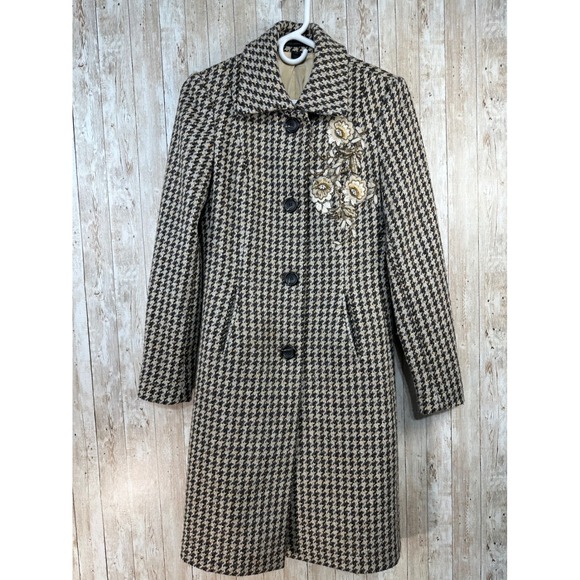 Express Jackets & Blazers - Express Design Studio Tweed Womans 3/4 Coat Floral‎ Embellished Beaded size XS